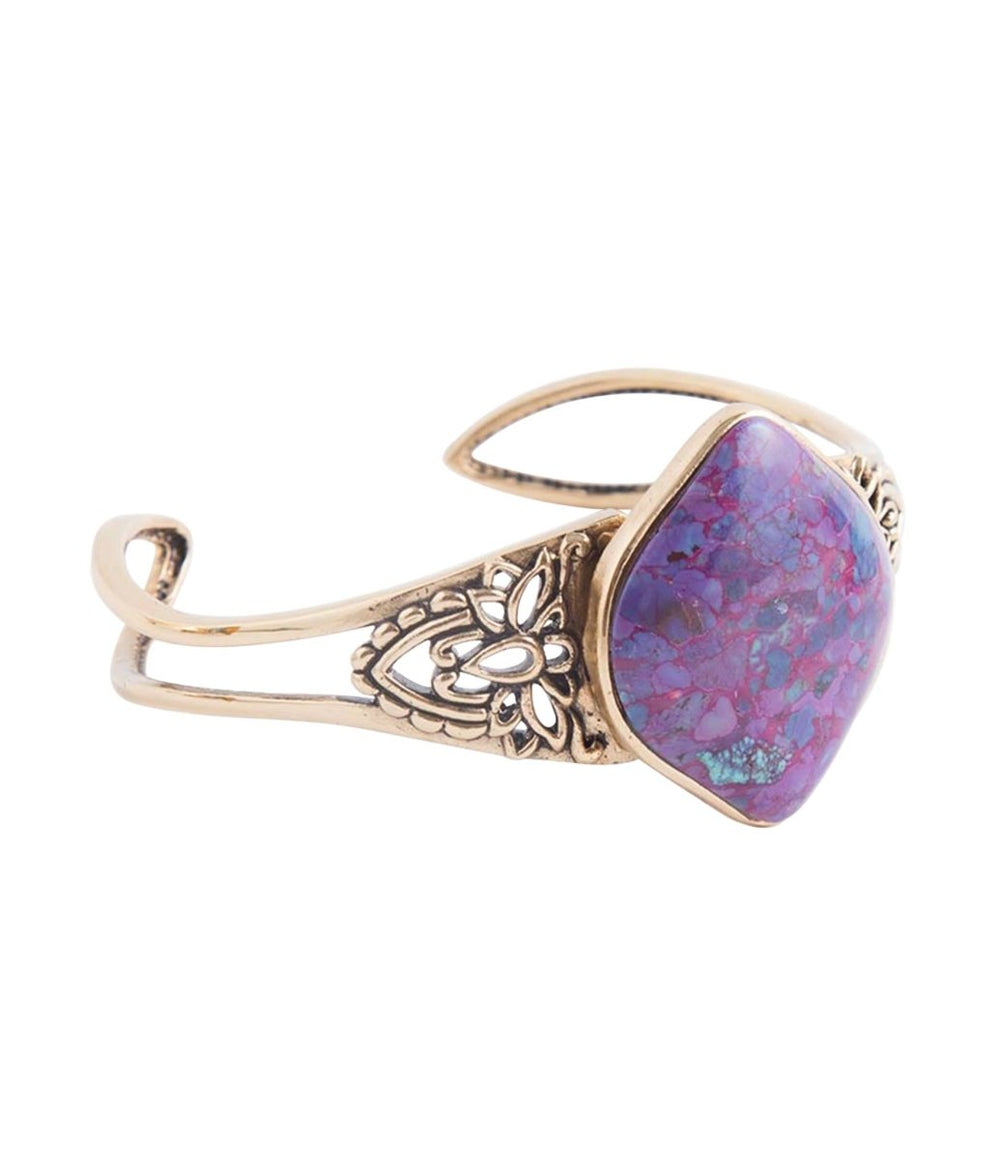 Purple Turquoise Golden Cuff Bracelet - Barse Jewelry