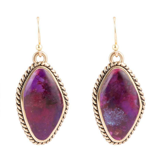 Purple Turquoise Boulder Statement Earrings - Barse Jewelry - Flyclothing LLC