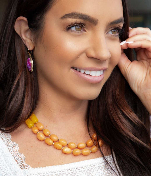 Purple Turquoise Boulder Statement Earrings - Barse Jewelry - Flyclothing LLC