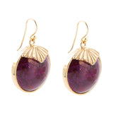 Purple Turquoise Circle Golden Drop Earrings - Barse Jewelry - Flyclothing LLC