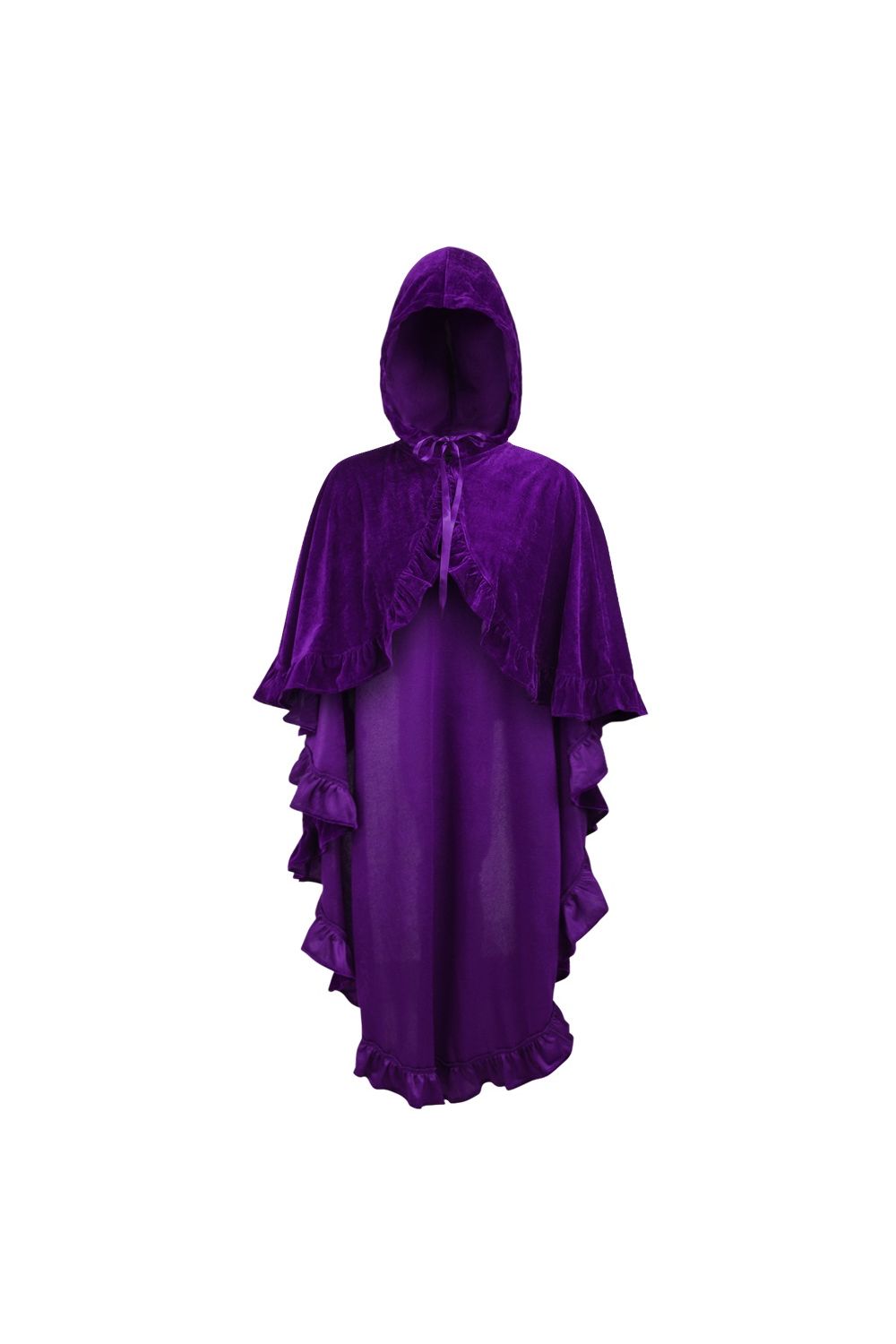 Daisy Corsets Purple Velvet Hooded Ruffle Cape - Daisy Corsets