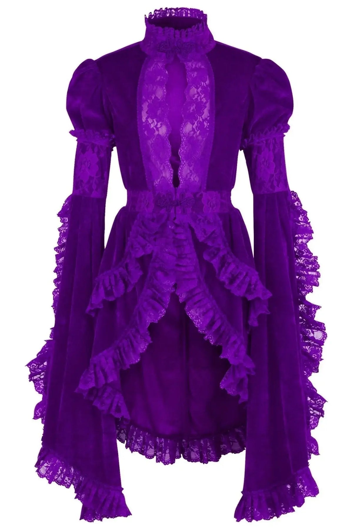 Purple Ruffle Jacket Daisy Corsets Purple Velvet & Lace Ruffled Jacket – Flyclothing LLC