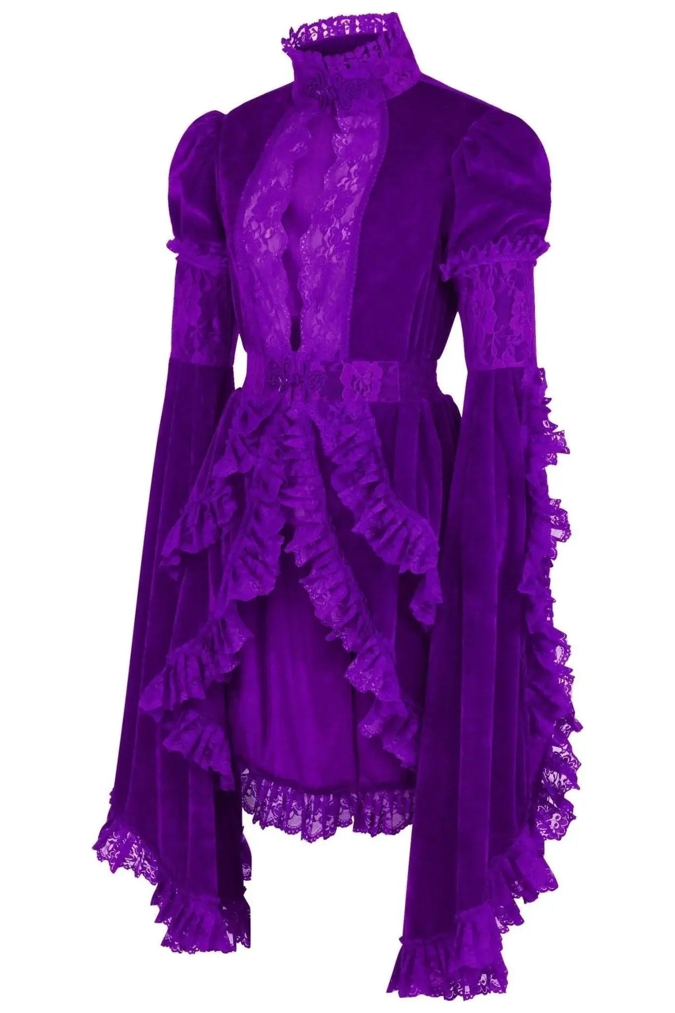 Purple Ruffle Jacket Daisy Corsets Purple Velvet & Lace Ruffled Jacket – Flyclothing LLC