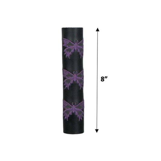 Black Leather Ponytail Wrap pruple Butterflies - Unik Just for Bikers - Flyclothing LLC