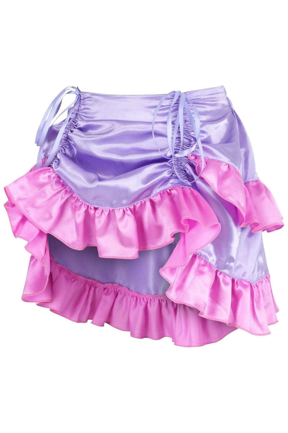 Daisy Corsets Purple/Pink Satin Ruched Bustle Skirt - Daisy Corsets - Flyclothing LLC