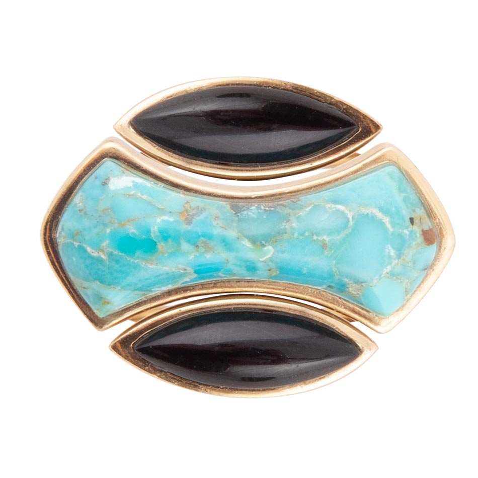 Puzzle Blue Turquoise and Black Onyx Golden Ring Set - Barse Jewelry - Flyclothing LLC