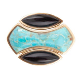 Puzzle Blue Turquoise and Black Onyx Golden Ring Set - Barse Jewelry - Flyclothing LLC