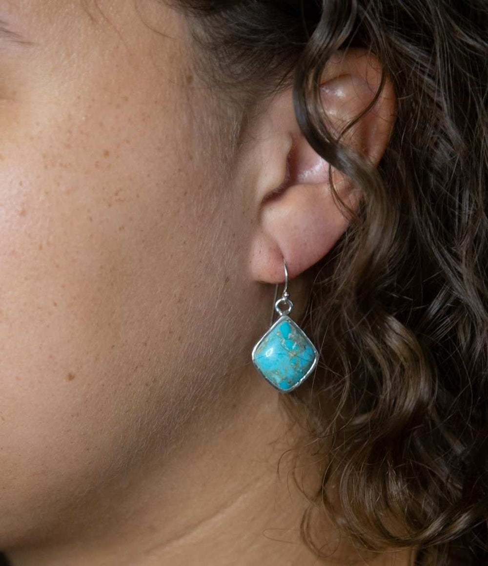 Puzzled Blue Turquoise Sterling Silver Earrings - Barse Jewelry - Flyclothing LLC