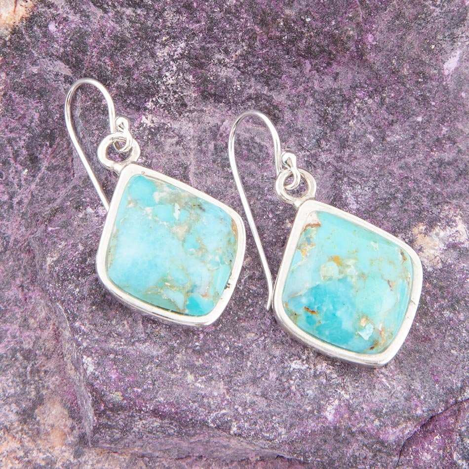 Puzzled Blue Turquoise Sterling Silver Earrings - Barse Jewelry - Flyclothing LLC