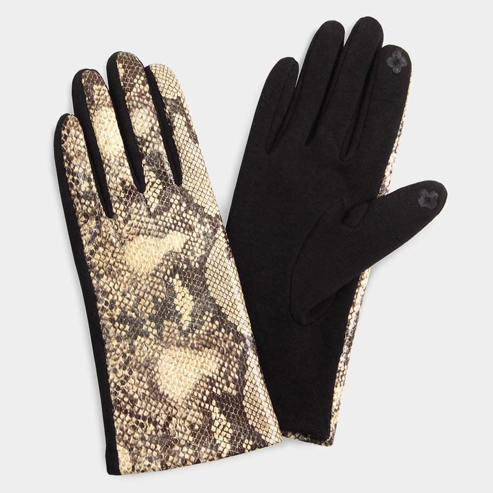 PYTHON PRINT SMART GLOVES - Madeline Love - Flyclothing LLC