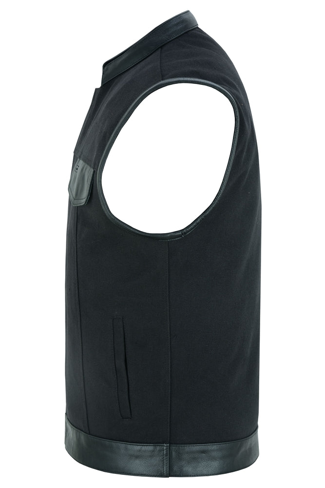 DS685 Canvas Material Single Back Panel Concealment Vest W/Leather Tr