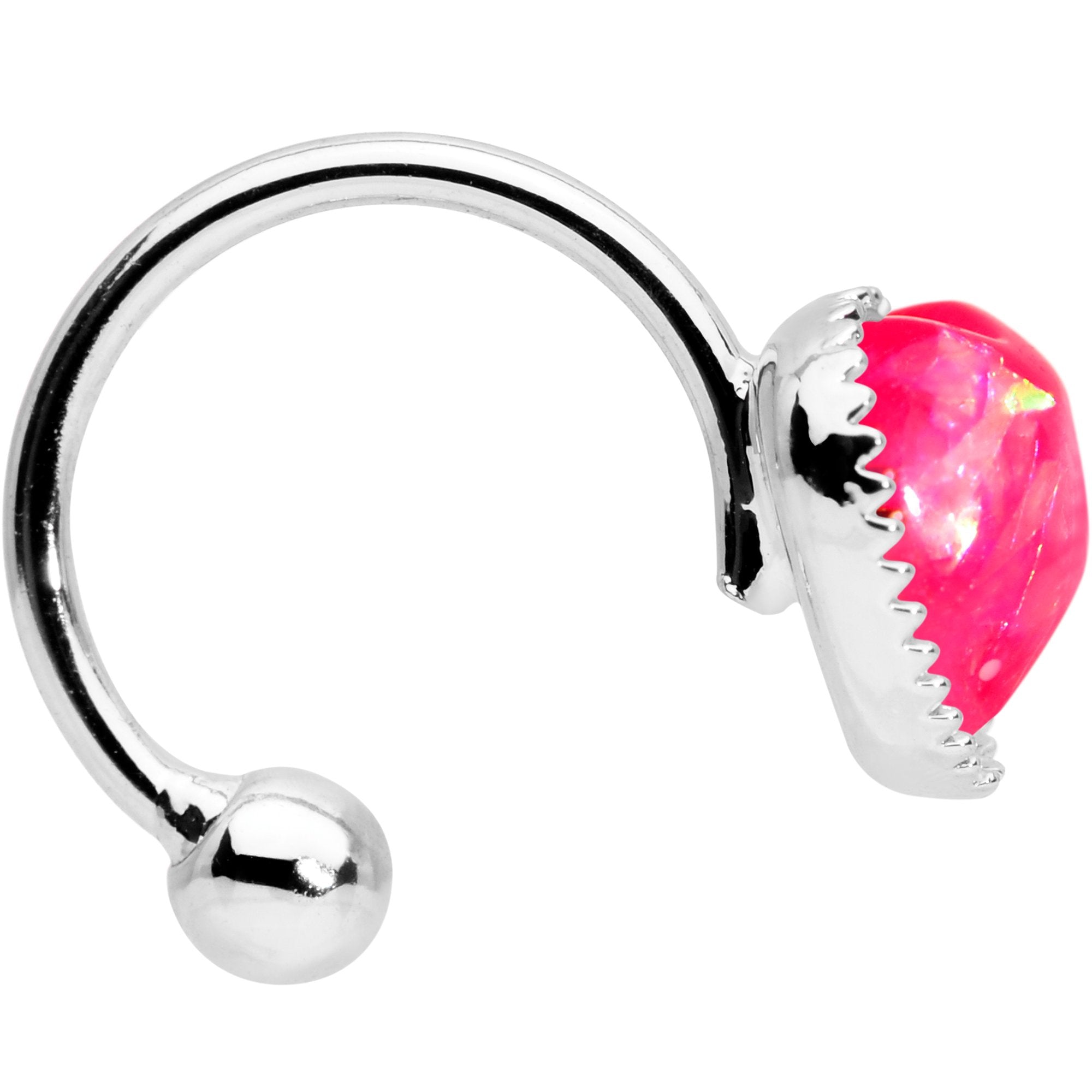 Pink Faux Opal Sacred Heart Non Pierced Ear Cuff - BodyCandy - Flyclothing LLC