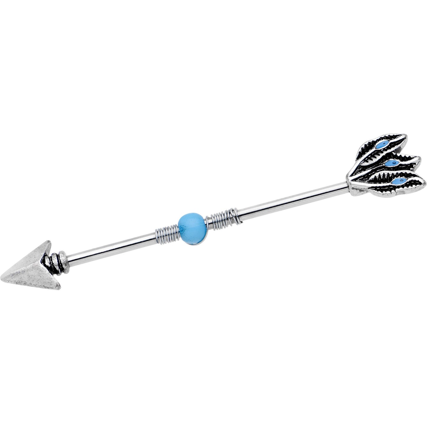 Southwestern Blue Orb Feather Tailed Spear Industrial Barbell 37mm - BodyCandy - Flyclothing LLC