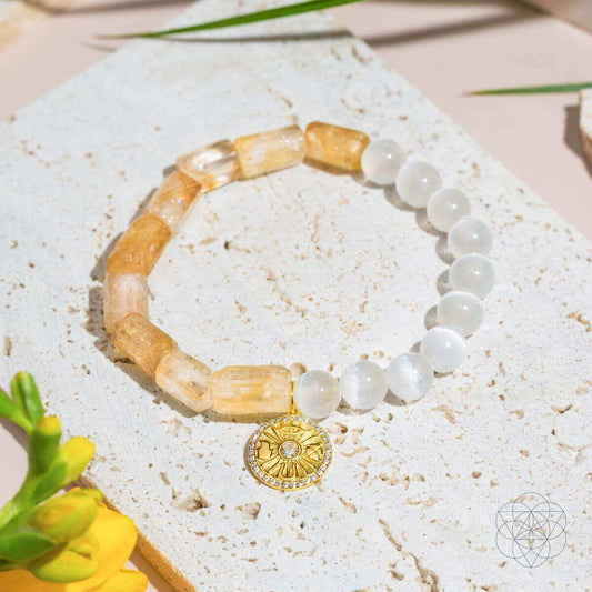 Quartet of Luck - Citrine & Selenite Bracelet of Serendipity - Conscious Items - Flyclothing LLC