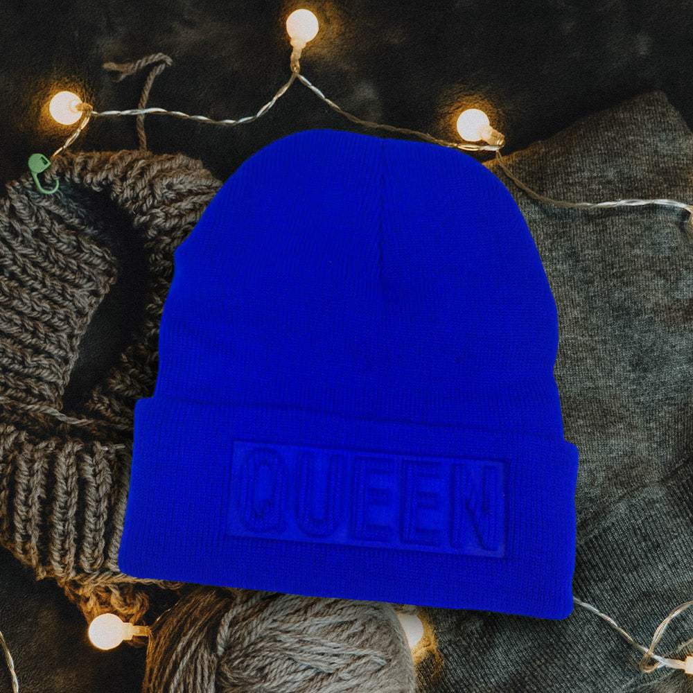 Queen Message Solid Knit Beanie Hat - Madeline Love - Flyclothing LLC
