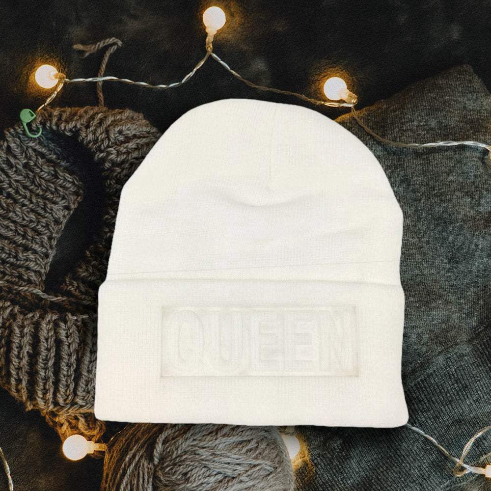 Queen Message Solid Knit Beanie Hat - Madeline Love - Flyclothing LLC