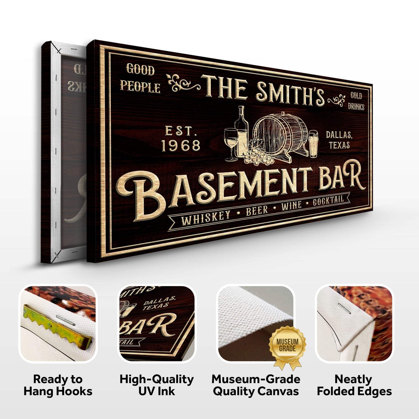 Personalized Basement Bar Sign - Tailored Canvases - Flyclothing LLC