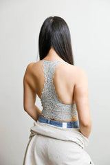 Racerback Flower Lace Bralette Padded - Boho Clothing and Accessories - Flyclothing LLC