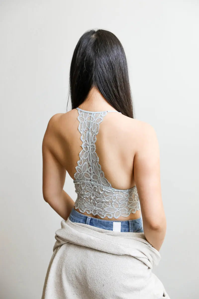 Racerback Flower Lace Bralette Padded - Boho Clothing and Accessories - Flyclothing LLC