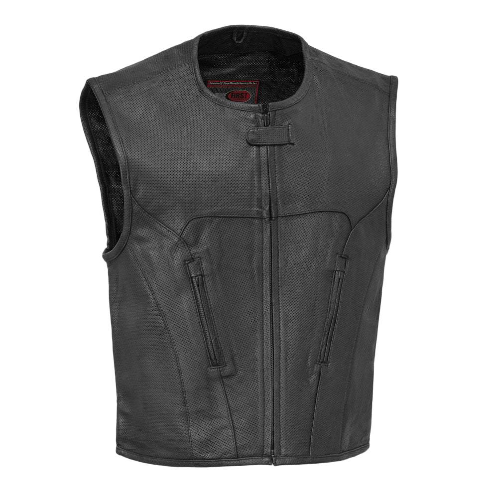 Raceway - Men's Motorcycle Perforated Leather Vest - First Manufacturing Company - Flyclothing LLC