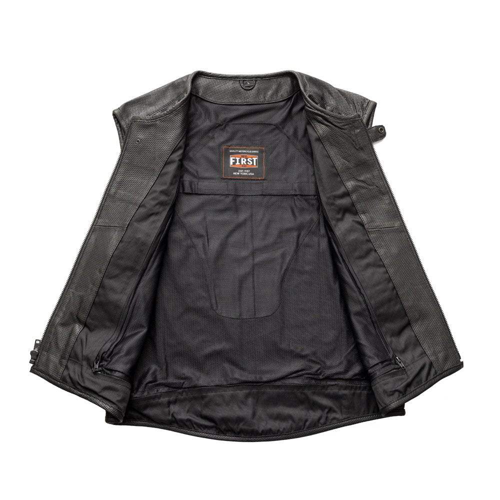 Raceway - Men's Motorcycle Perforated Leather Vest - First Manufacturing Company - Flyclothing LLC