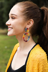 Raffia Hoop Statement Earrings - Boho Clothing and Accessories - Flyclothing LLC