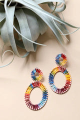 Raffia Hoop Statement Earrings - Boho Clothing and Accessories - Flyclothing LLC