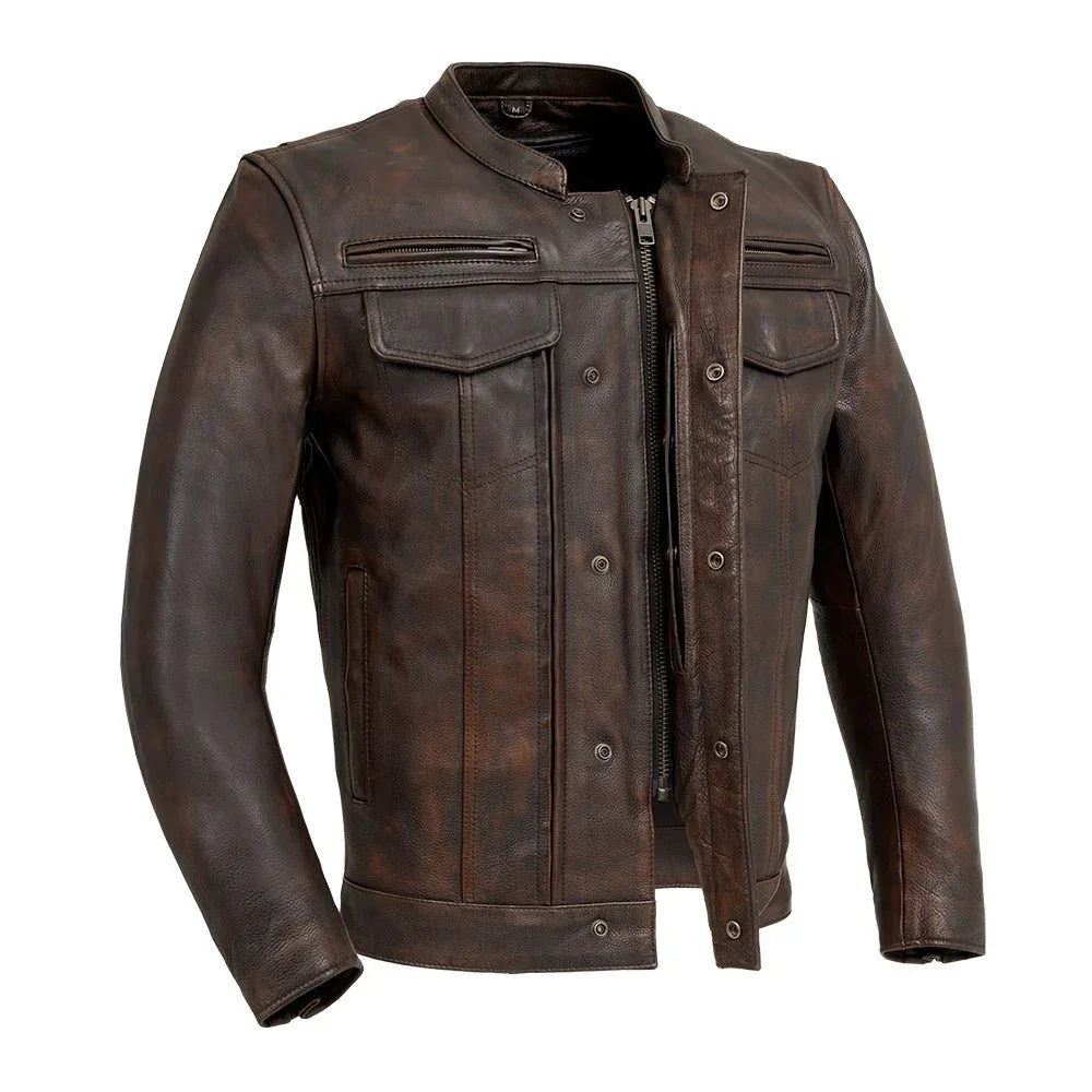 Raider Men's Motorcycle Leather Jacket - First Manufacturing Company - Flyclothing LLC