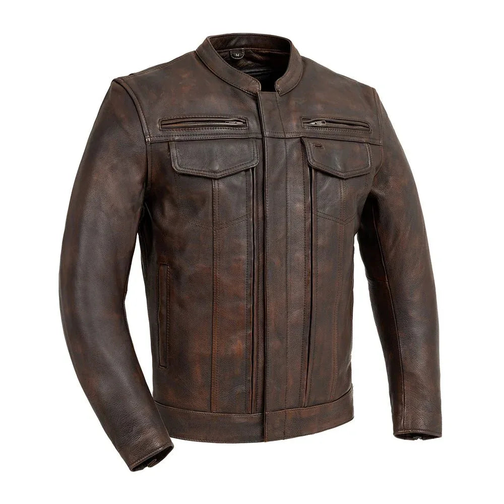 Raider Men's Motorcycle Leather Jacket - First Manufacturing Company - Flyclothing LLC