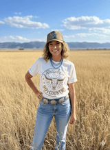 Raised On 90's Country Steer Skull Graphic Tee