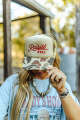 Raisin' Hell Green Camo Trucker Hat - Wild Junkie - Flyclothing LLC