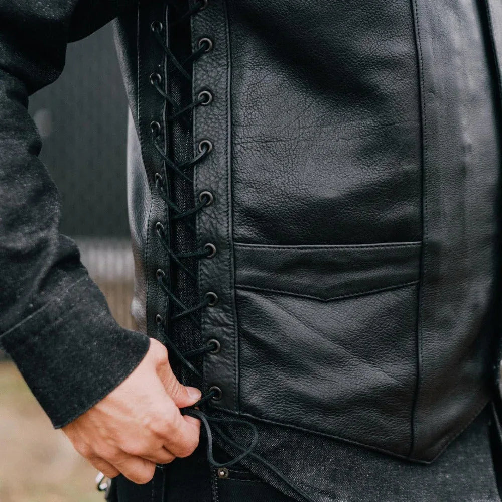 Rancher - Men's Motorcycle Western Style Leather Vest - First Manufacturing Company - Flyclothing LLC
