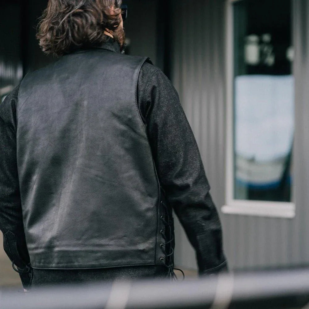 Rancher - Men's Motorcycle Western Style Leather Vest - First Manufacturing Company - Flyclothing LLC