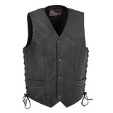 Rancher - Men's Motorcycle Western Style Leather Vest - First Manufacturing Company - Flyclothing LLC
