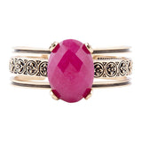 Red Raspberry Quartz Golden Statement Cuff Bracelet - Barse Jewelry