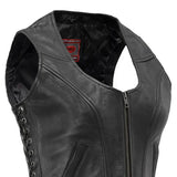 Raven Women's Motorcycle Leather Vest - First Manufacturing Company - Flyclothing LLC