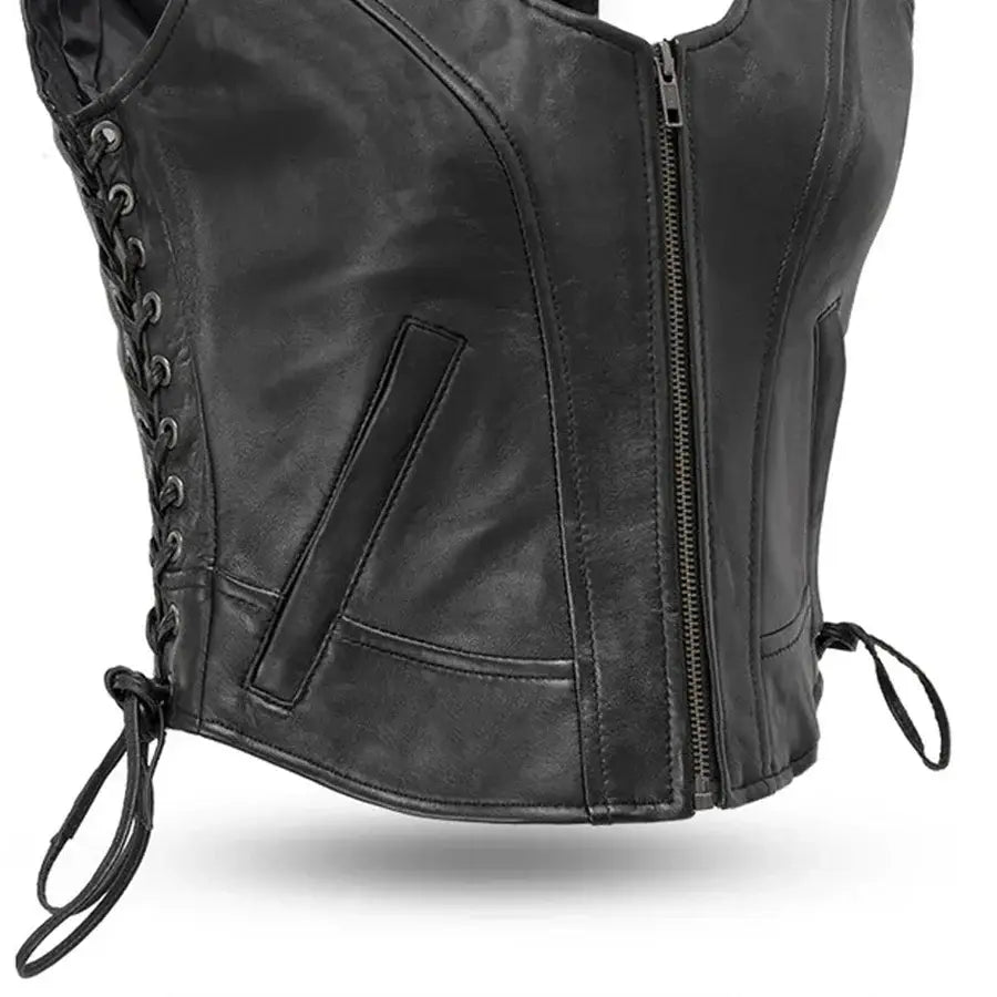 Raven Women's Motorcycle Leather Vest - First Manufacturing Company - Flyclothing LLC