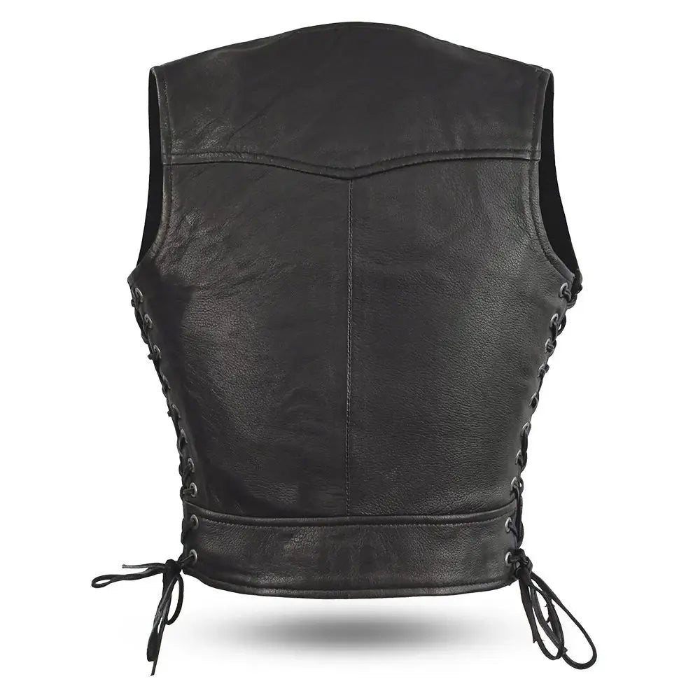Raven Women's Motorcycle Leather Vest - First Manufacturing Company - Flyclothing LLC