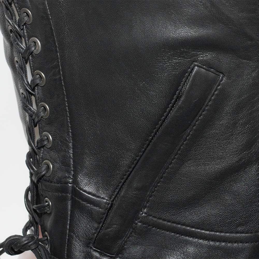 Raven Women's Motorcycle Leather Vest - First Manufacturing Company - Flyclothing LLC