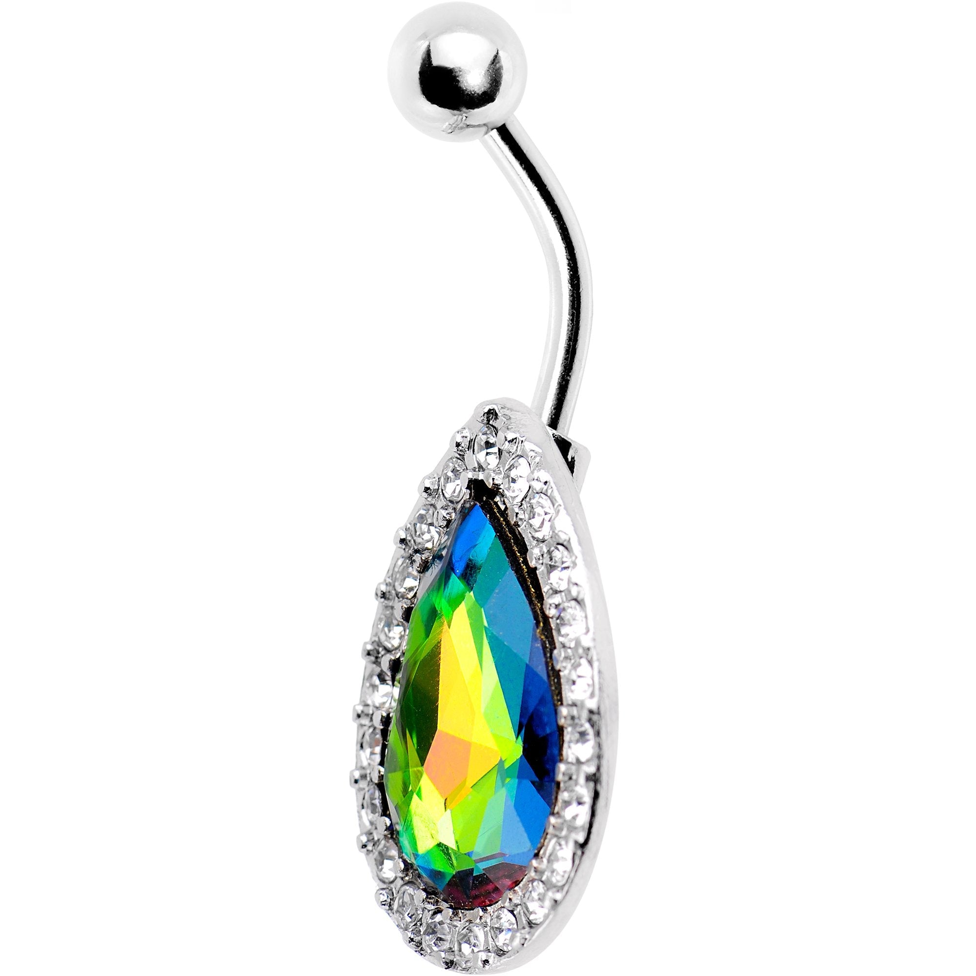 Clear Aurora Gem Glamour Girl Belly Ring - BodyCandy - Flyclothing LLC