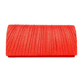 Pleated Shimmery Evening Clutch Crossbody Bag - Madeline Love - Flyclothing LLC