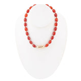 Orange Carnelian Golden Beaded Statement Necklace