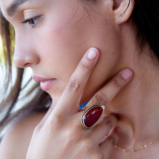 Orange Carnelian Golden Statement Ring - Barse Jewelry - Flyclothing LLC