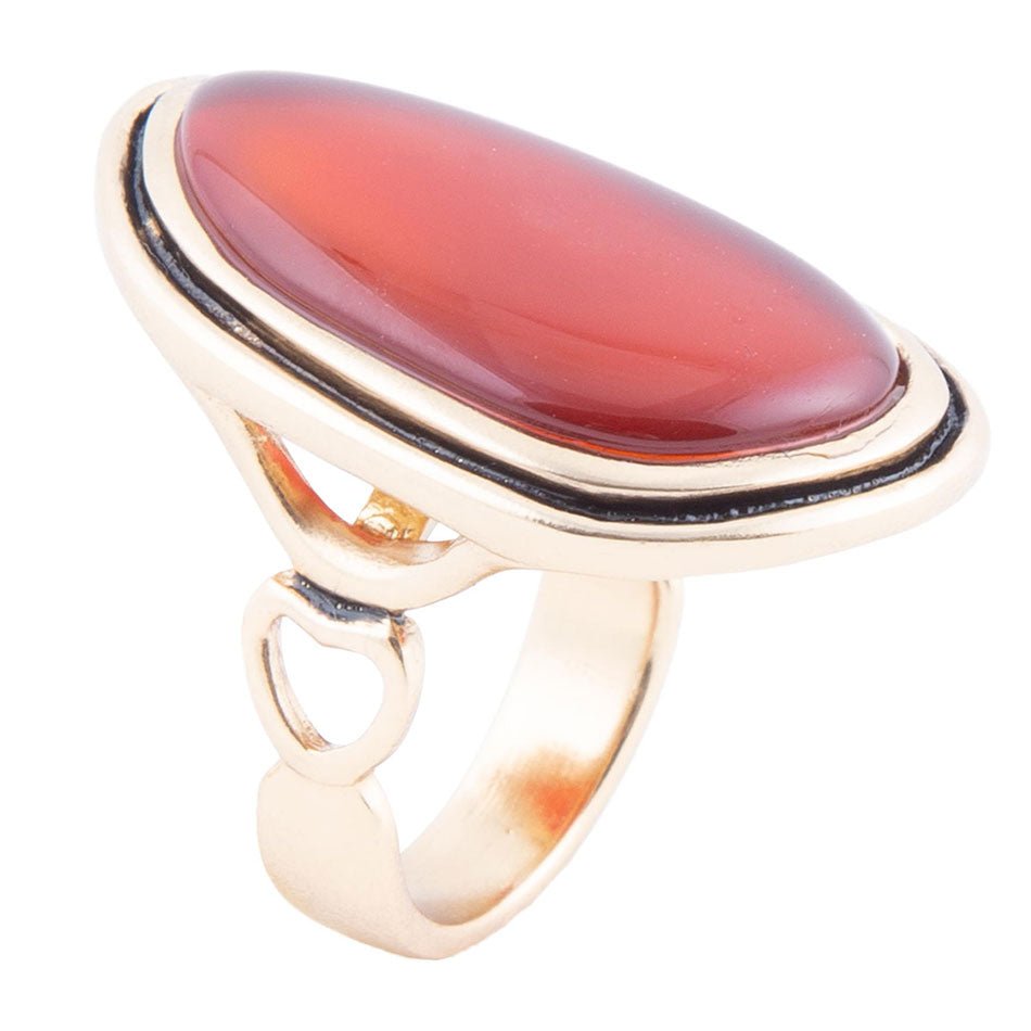 Orange Carnelian Golden Statement Ring - Barse Jewelry