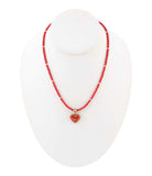 Red Coral Hart Pendant Golden Bronze Necklace - Barse Jewelry - Flyclothing LLC