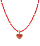 Red Coral Hart Pendant Golden Bronze Necklace - Barse Jewelry - Flyclothing LLC