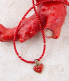 Red Coral Hart Pendant Golden Bronze Necklace - Barse Jewelry - Flyclothing LLC