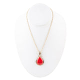 Red Howlite Teardrop Pendant Necklace