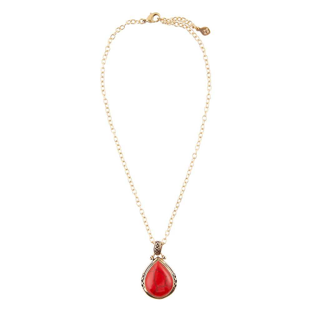 Red Howlite Teardrop Pendant Necklace - Barse Jewelry - Flyclothing LLC