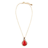 Red Howlite Teardrop Pendant Necklace